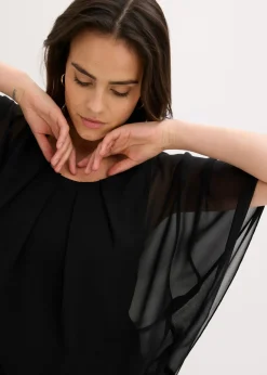 bonprix bonprix Blusa de gasa con camiseta interior Negro Discount