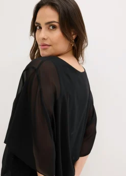 bonprix bonprix Blusa de gasa con camiseta interior Negro Discount