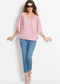 bonprix bonprix Blusa de gasa con camiseta interior Rosa empolvado Outlet