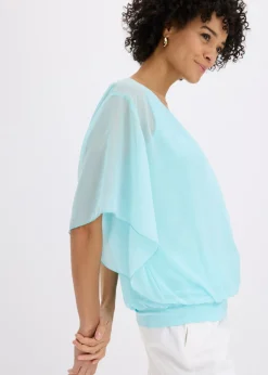 bonprix bonprix Blusa de gasa con camiseta interior Azul aguamarina New
