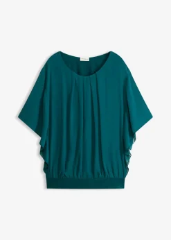 bonprix bonprix Blusa de gasa con camiseta interior Verde intenso Discount