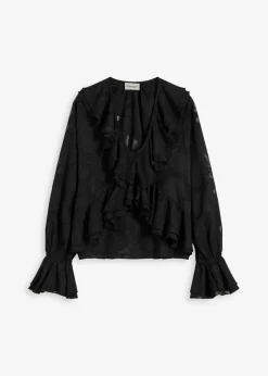 bonprix bonprix Blusa de gasa con ligeras transparencias Negro Online
