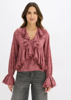 bonprix bonprix Blusa de gasa con ligeras transparencias baya suave