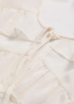 bonprix bonprix Blusa de gasa con volantes Blanco lana
