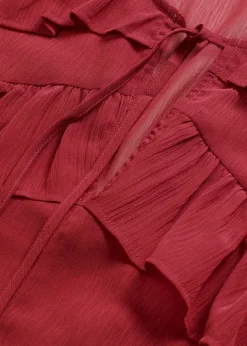 bonprix bonprix Blusa de gasa con volantes Rojo Best