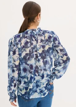 bonprix bonprix Blusa de gasa estampada Azul Discount