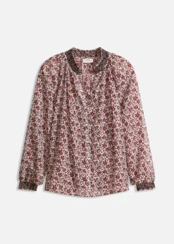 bonprix bonprix Blusa de gasa estampada con bordado Blanco lana con patrón Paisley Discount