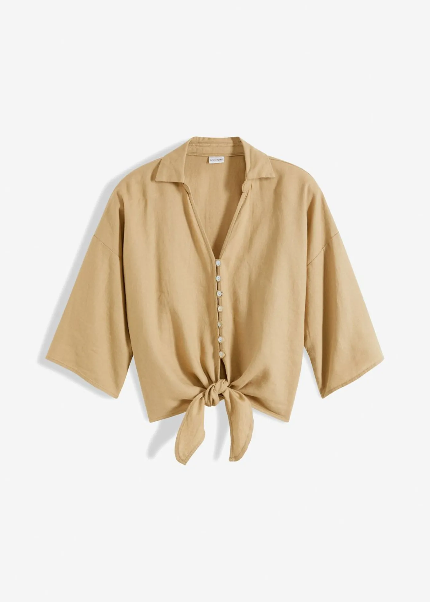 bonprix bonprix Blusa de lino Beige nuevo Online