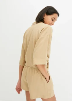 bonprix bonprix Blusa de lino Beige nuevo Online