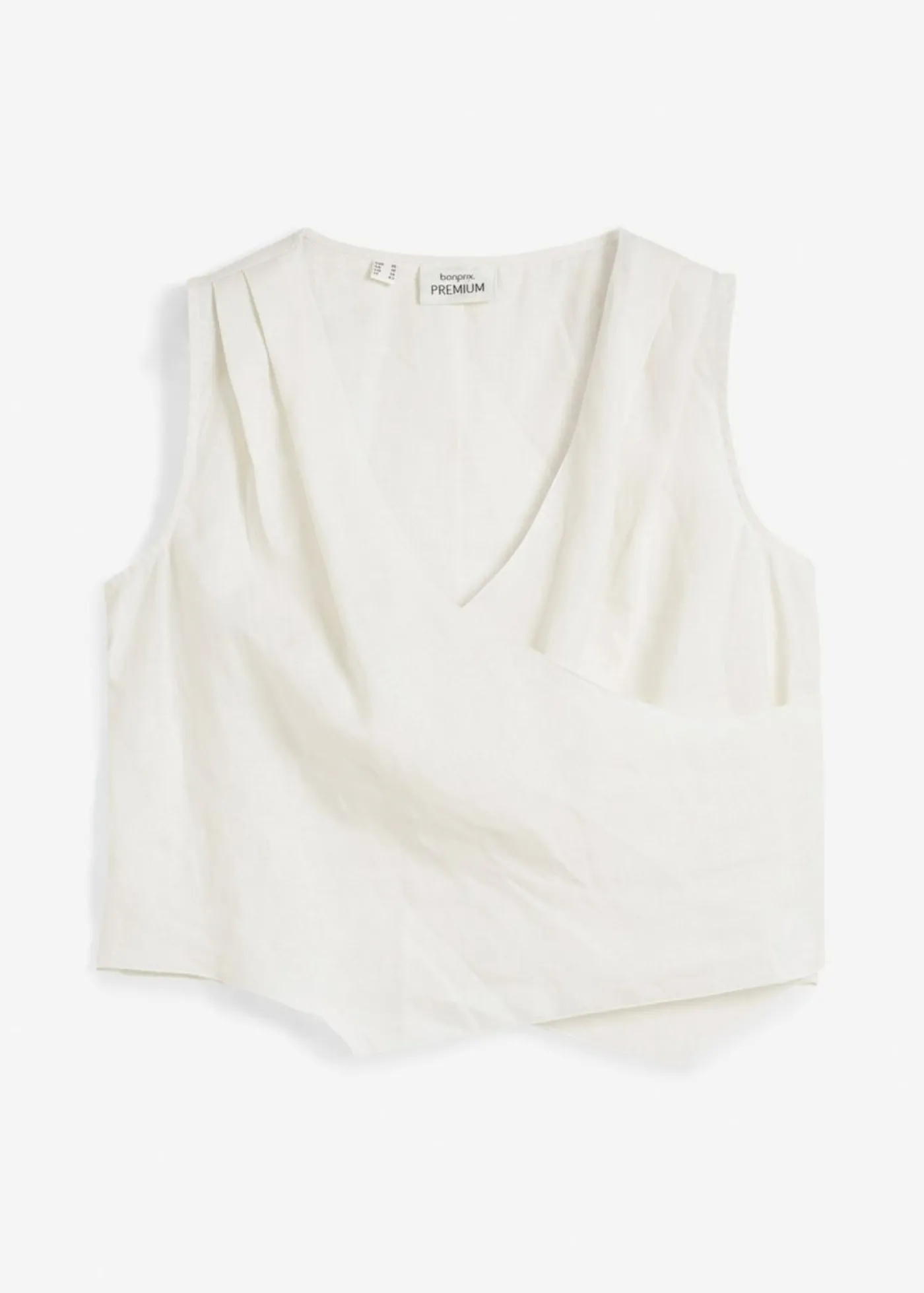 bonprix bonprix Blusa de lino puro con efecto cruzado Blanco lana Online
