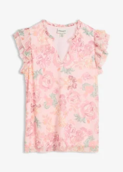 bonprix bonprix Blusa de malla suave Rosa claro de flores Clearance