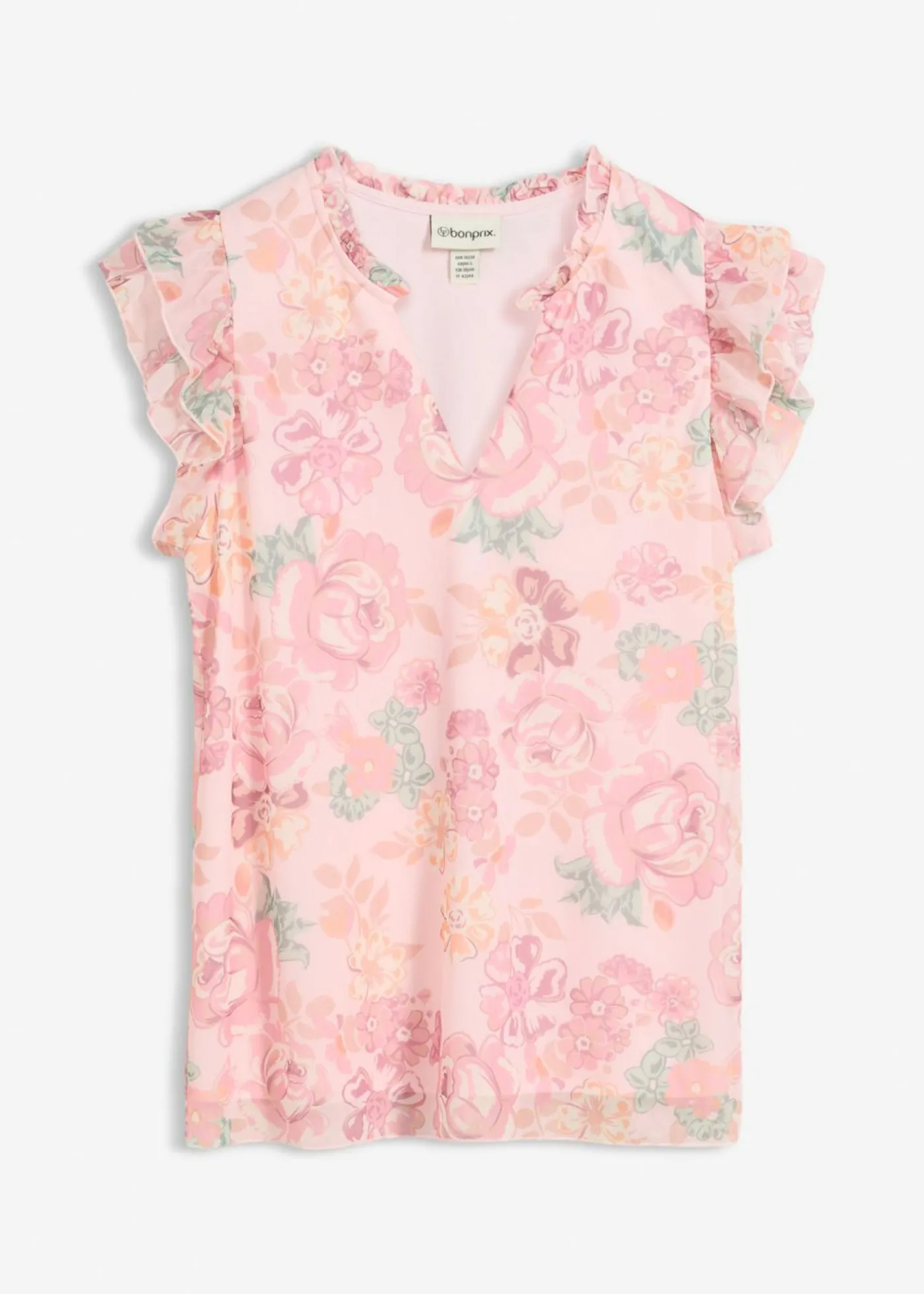 bonprix bonprix Blusa de malla suave Rosa claro de flores Clearance