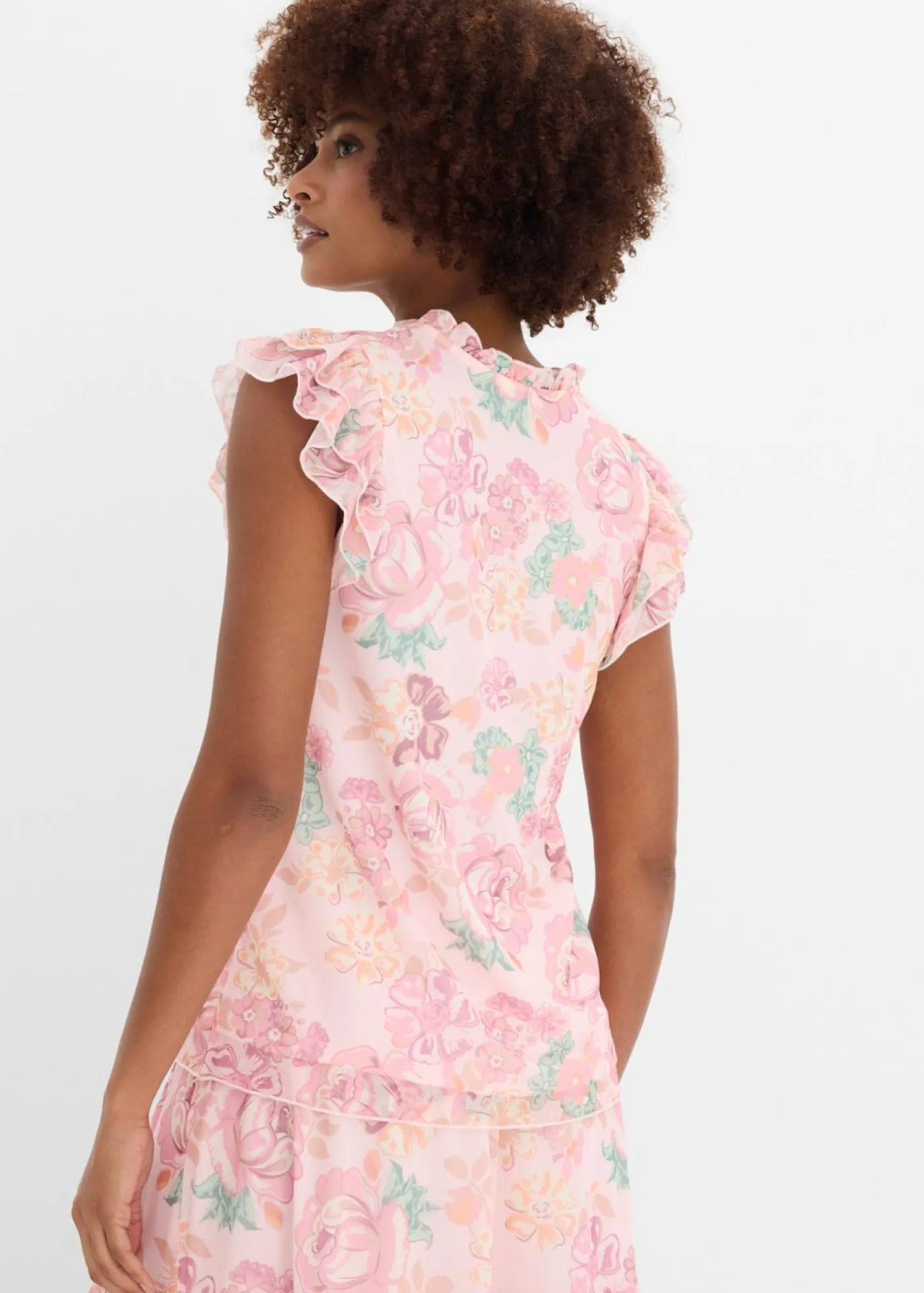 bonprix bonprix Blusa de malla suave Rosa claro de flores Clearance