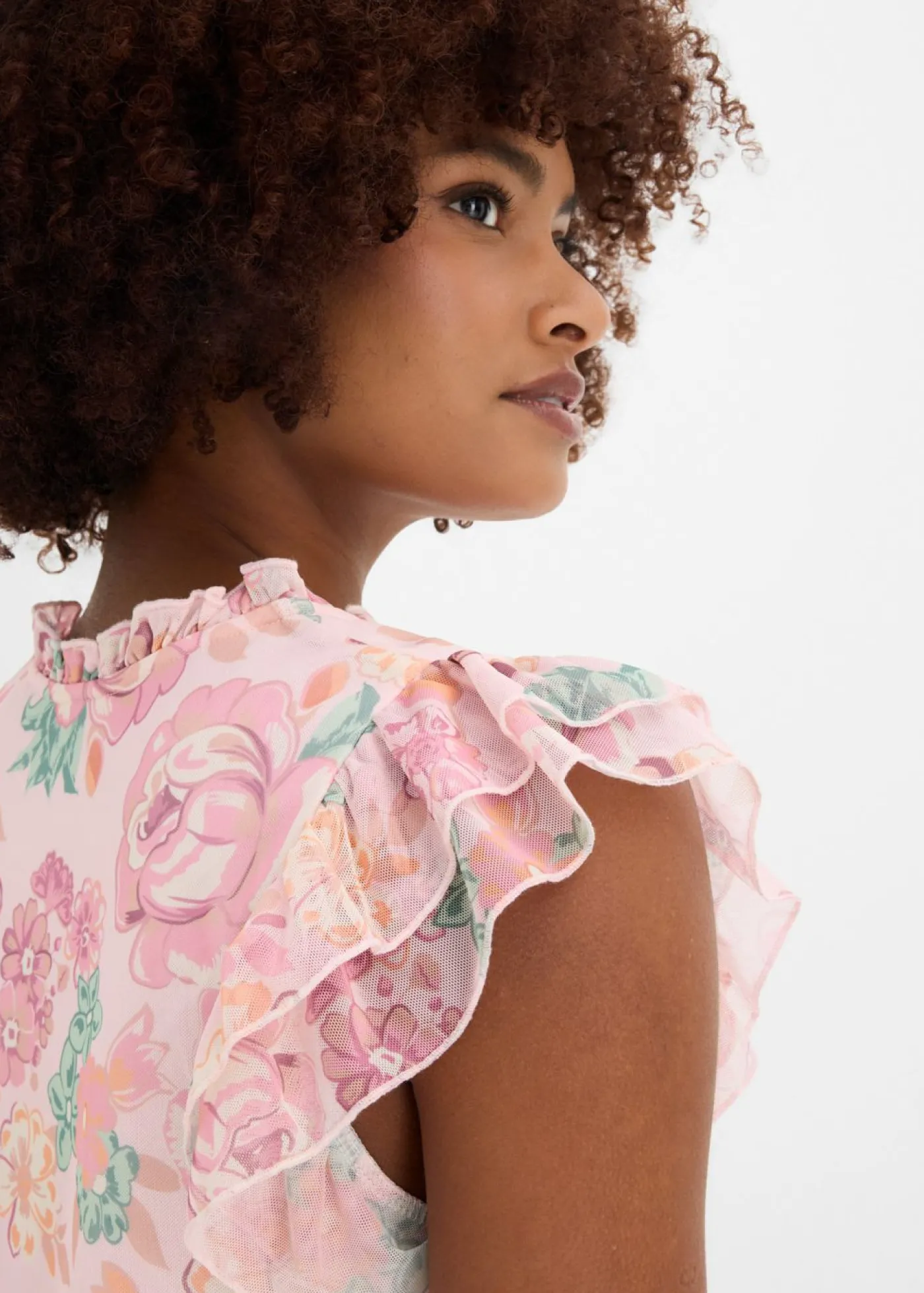 bonprix bonprix Blusa de malla suave Rosa claro de flores Clearance