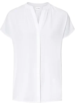 bonprix bonprix Blusa de manga corta con botones ocultos Blanco Clearance