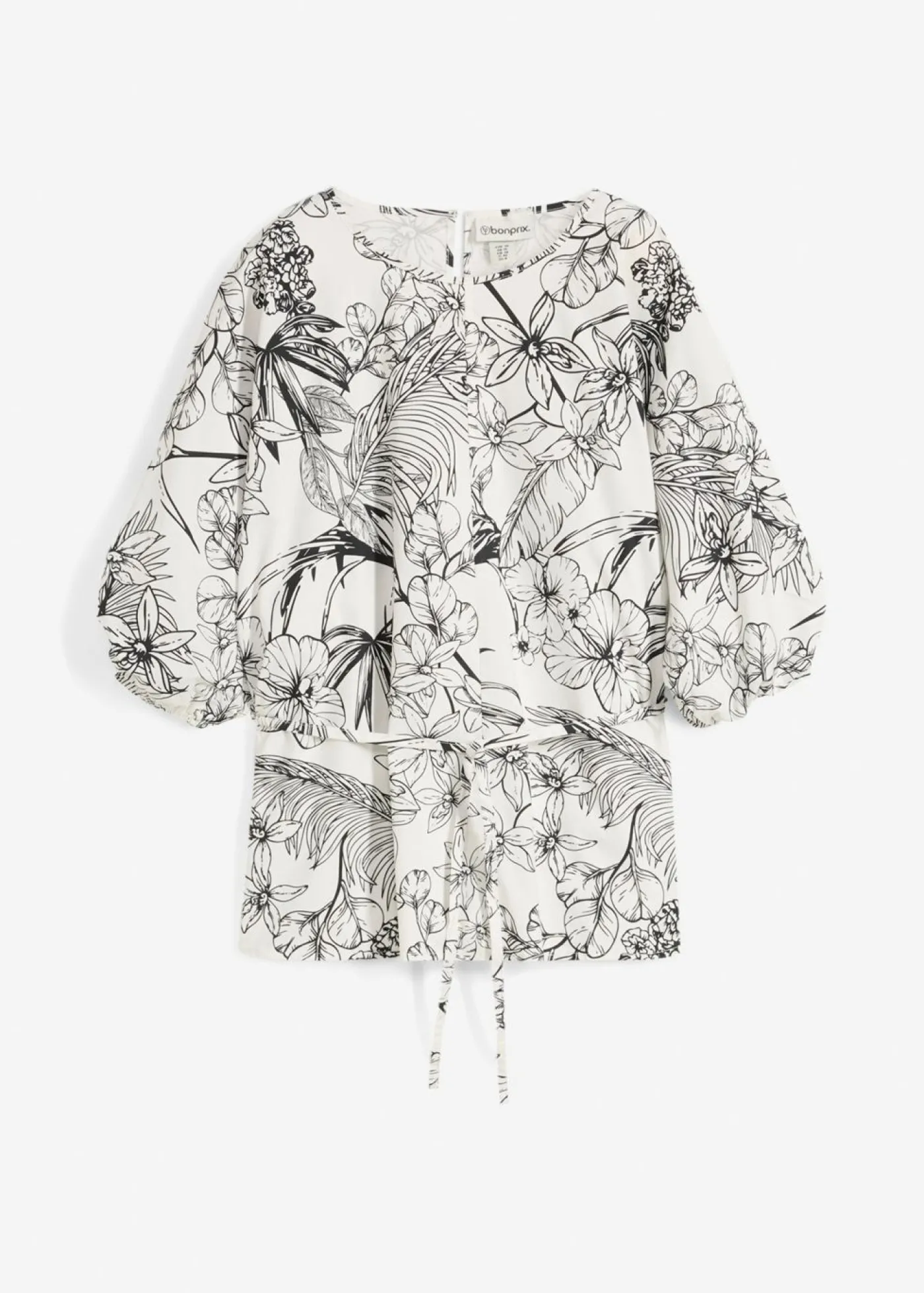 bonprix bonprix Blusa de manga corta de algodón puro Blanco lana Best