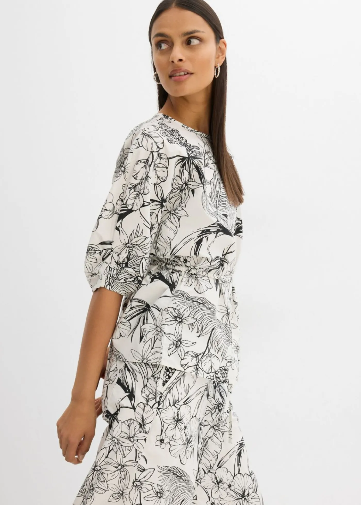 bonprix bonprix Blusa de manga corta de algodón puro Blanco lana Best