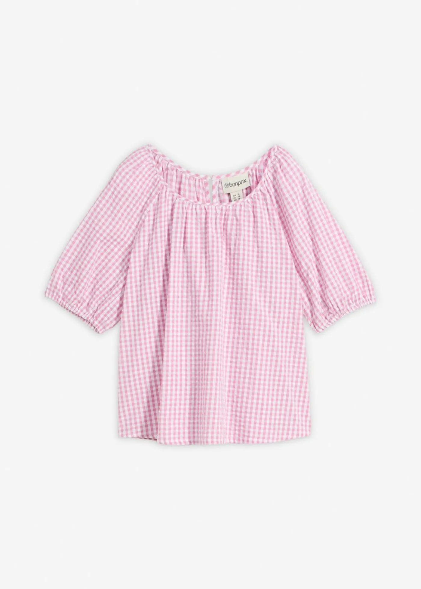 bonprix bonprix Blusa de manga corta de algodón puro Malva-blanco Clearance