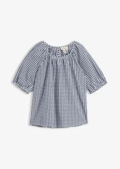 bonprix bonprix Blusa de manga corta de algodón puro Azul marino-blanco Hot