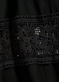bonprix bonprix Blusa de manga corta de lino Negro Sale