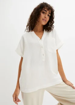 bonprix bonprix Blusa de manga corta de muselina naranja oscuro New