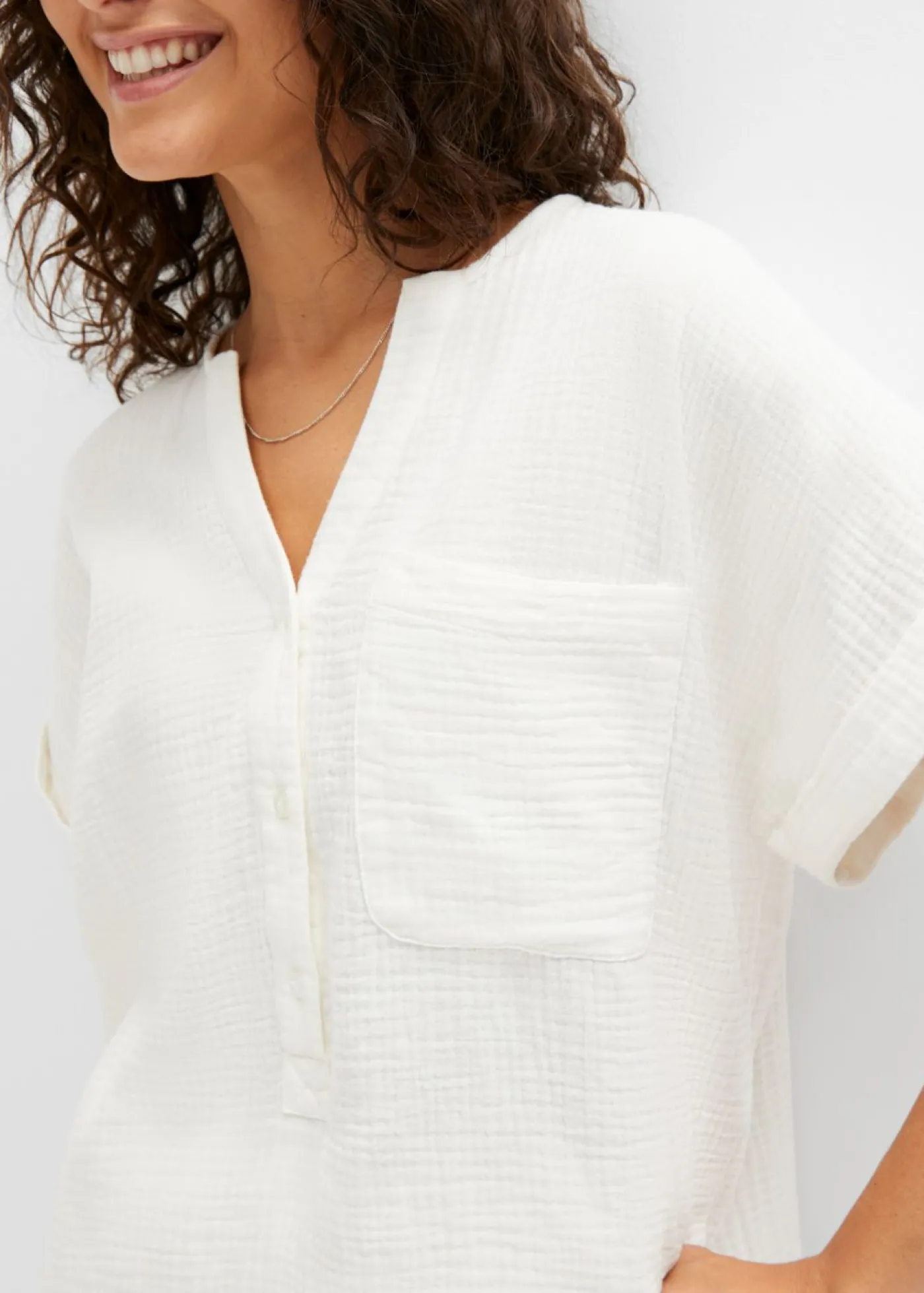 bonprix bonprix Blusa de manga corta de muselina naranja oscuro New