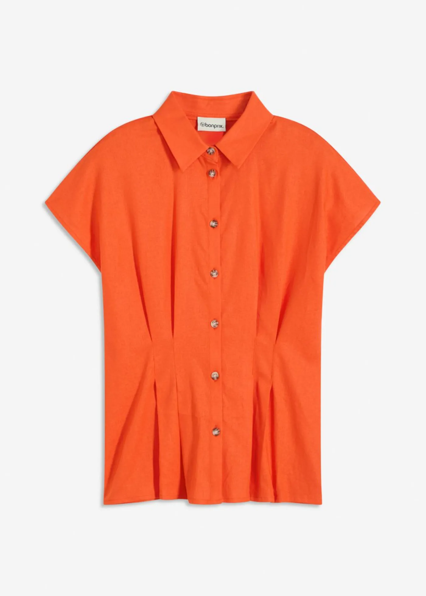bonprix bonprix Blusa de manga corta de mezcla de lino vaporoso Rojo amapola Discount