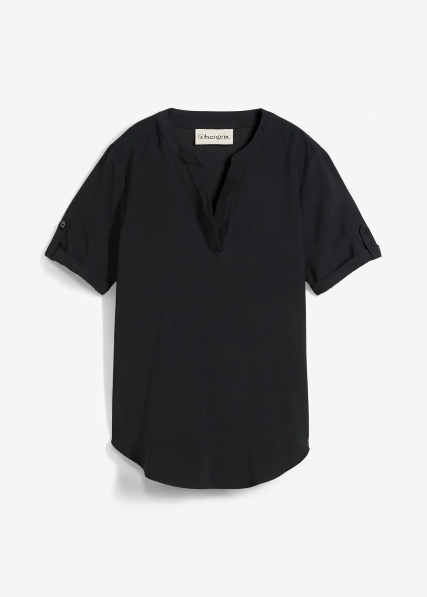 bonprix bonprix Blusa de manga corta de mezcla de viscosa firme Negro Best