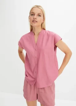 bonprix bonprix Blusa de manga corta de mezcla de lino vaporoso sorbete de frutos rojos New