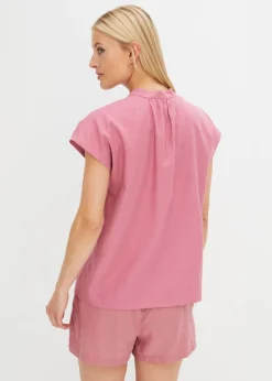 bonprix bonprix Blusa de manga corta de mezcla de lino vaporoso sorbete de frutos rojos New