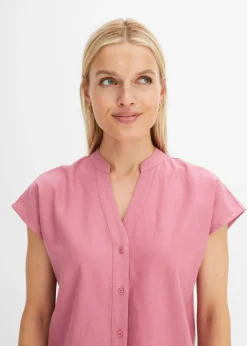 bonprix bonprix Blusa de manga corta de mezcla de lino vaporoso sorbete de frutos rojos New