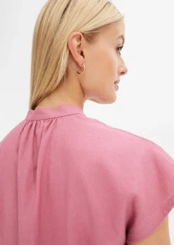 bonprix bonprix Blusa de manga corta de mezcla de lino vaporoso sorbete de frutos rojos New