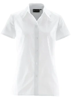 bonprix bonprix Blusa de manga corta de popelín Blanco Online