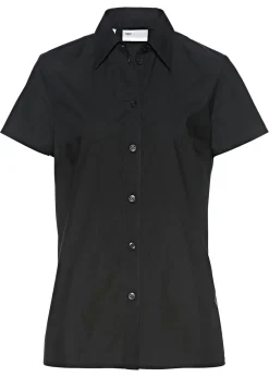 bonprix bonprix Blusa de manga corta de popelín Negro Outlet