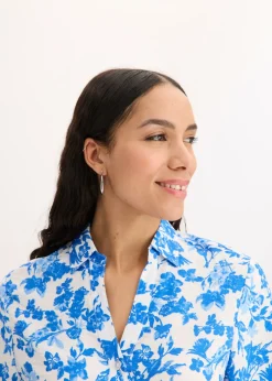 bonprix bonprix Blusa de manga corta de suave mezcla de viscosa Blanco Outlet
