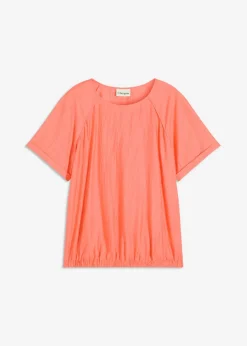 bonprix bonprix Blusa de manga corta de suave mezcla de viscosa Salmón claro Discount