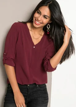 bonprix bonprix Blusa de manga larga Granate Hot