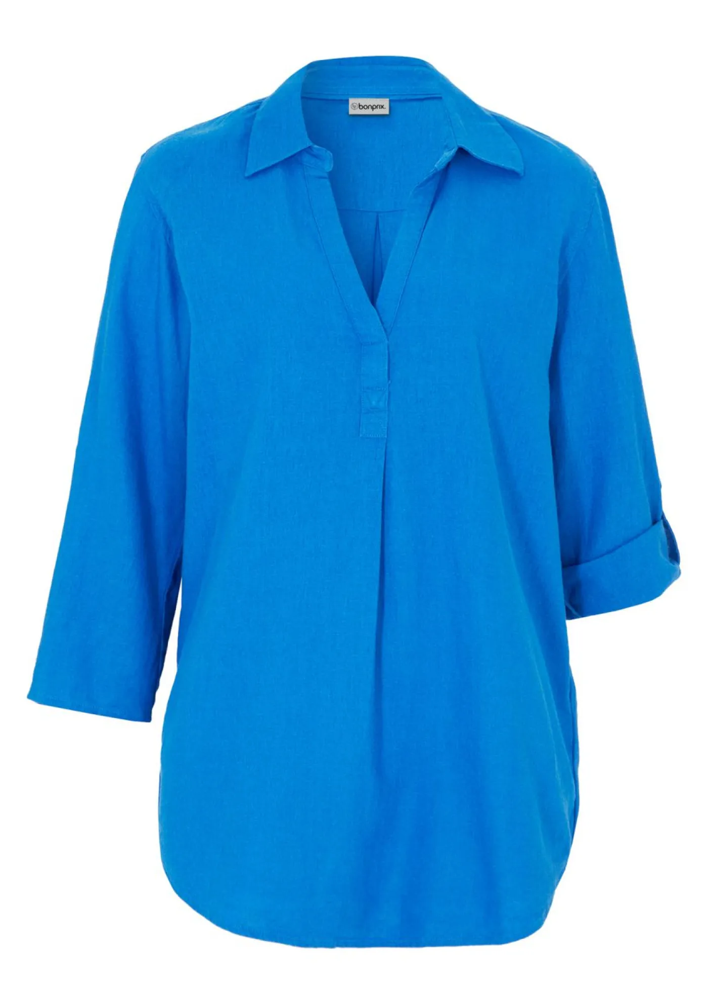 bonprix bonprix Blusa de mangas 3/4 con lino Azur Sale