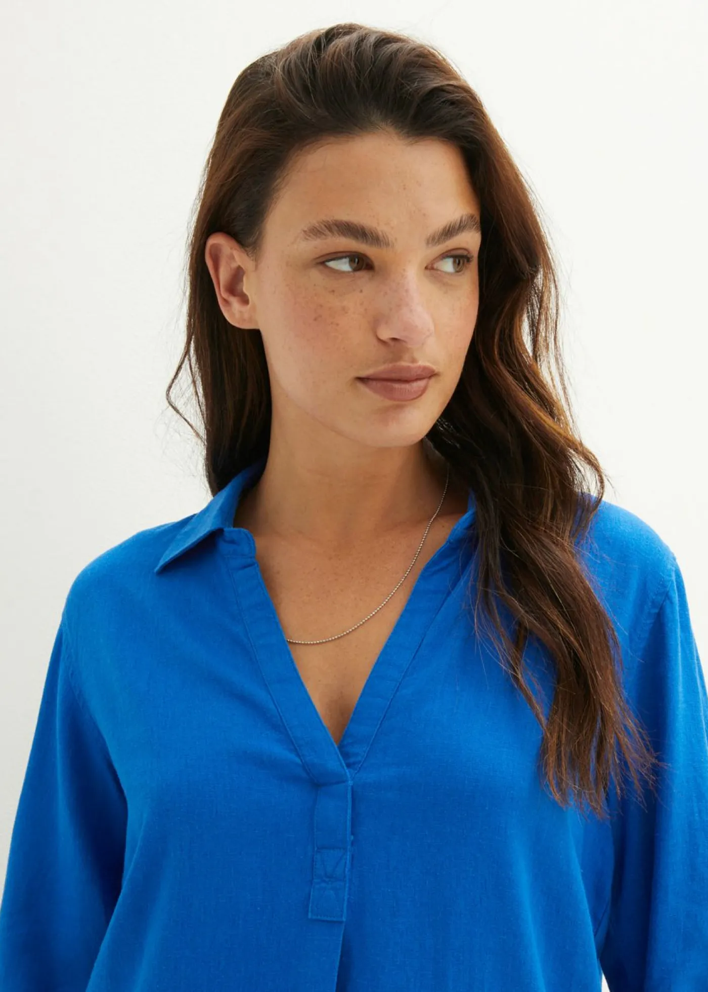 bonprix bonprix Blusa de mangas 3/4 con lino Azur Sale