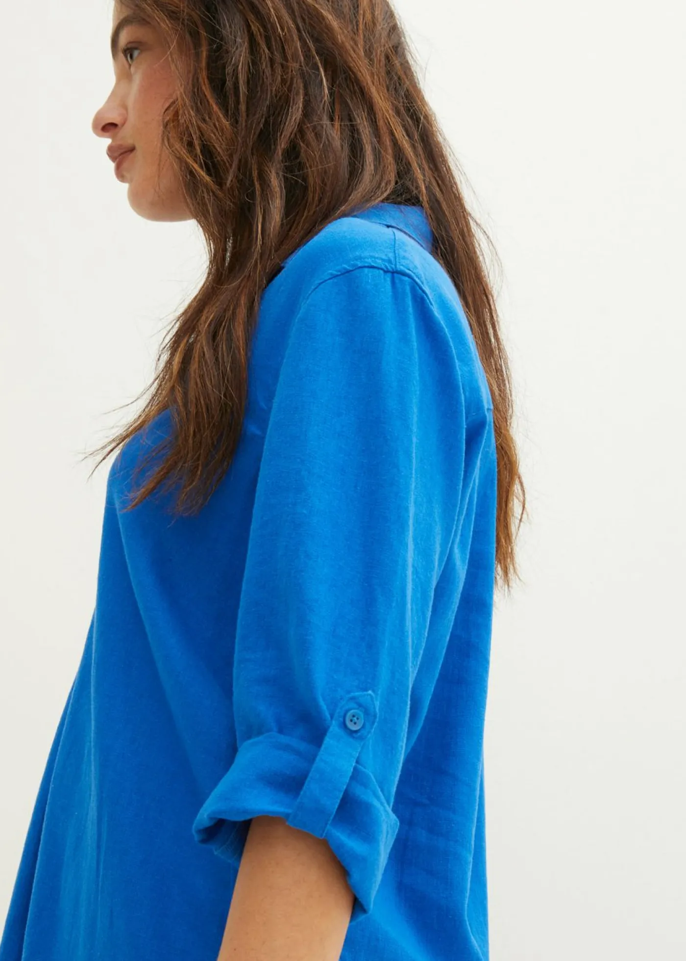 bonprix bonprix Blusa de mangas 3/4 con lino Azur Sale
