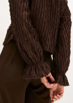 bonprix bonprix Blusa de material estructurado Marrón oscuro