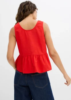 bonprix bonprix Blusa de mezcla de lino vaporoso fresa Clearance