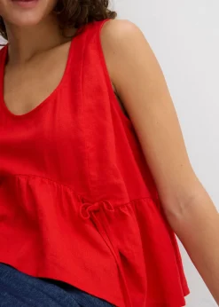 bonprix bonprix Blusa de mezcla de lino vaporoso fresa Clearance