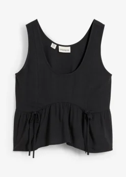 bonprix bonprix Blusa de mezcla de lino vaporoso Negro Discount