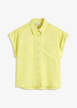 bonprix bonprix Blusa de mezcla de lyocell fluido Amarillo cítrico Online