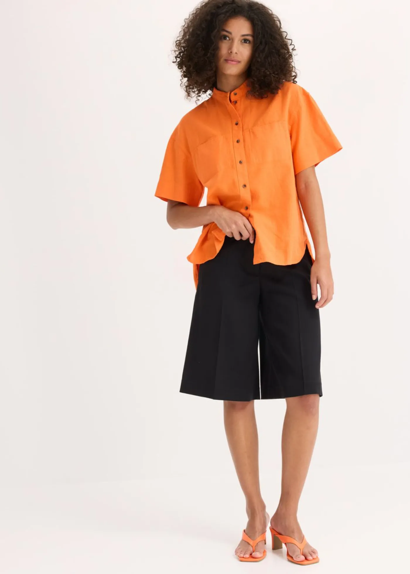 bonprix bonprix Blusa de mezcla de viscosa fina mango Hot