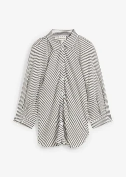 bonprix bonprix Blusa de mezcla de viscosa fluida blanco lana-negro con rayas Discount