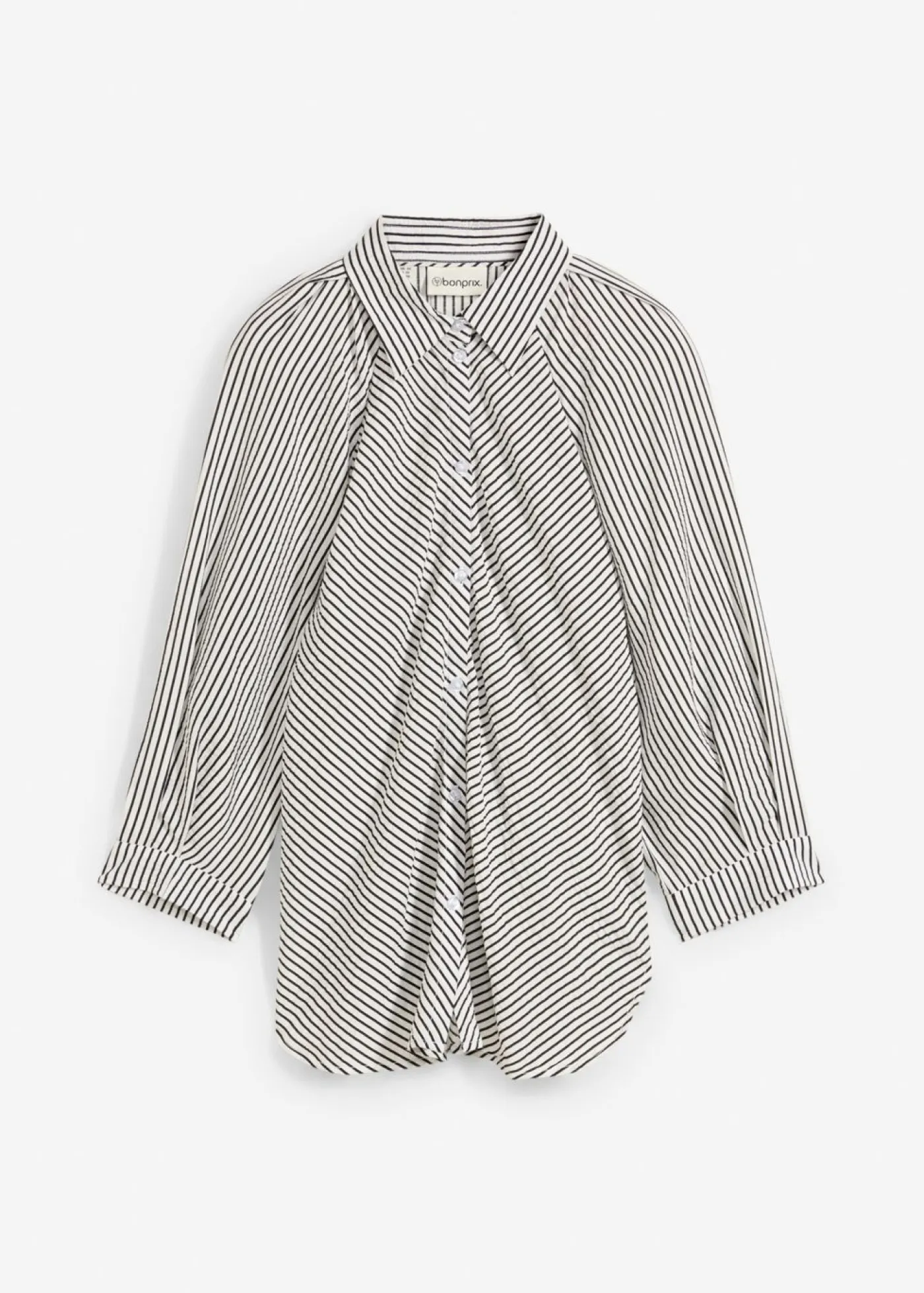 bonprix bonprix Blusa de mezcla de viscosa fluida blanco lana-negro con rayas Discount