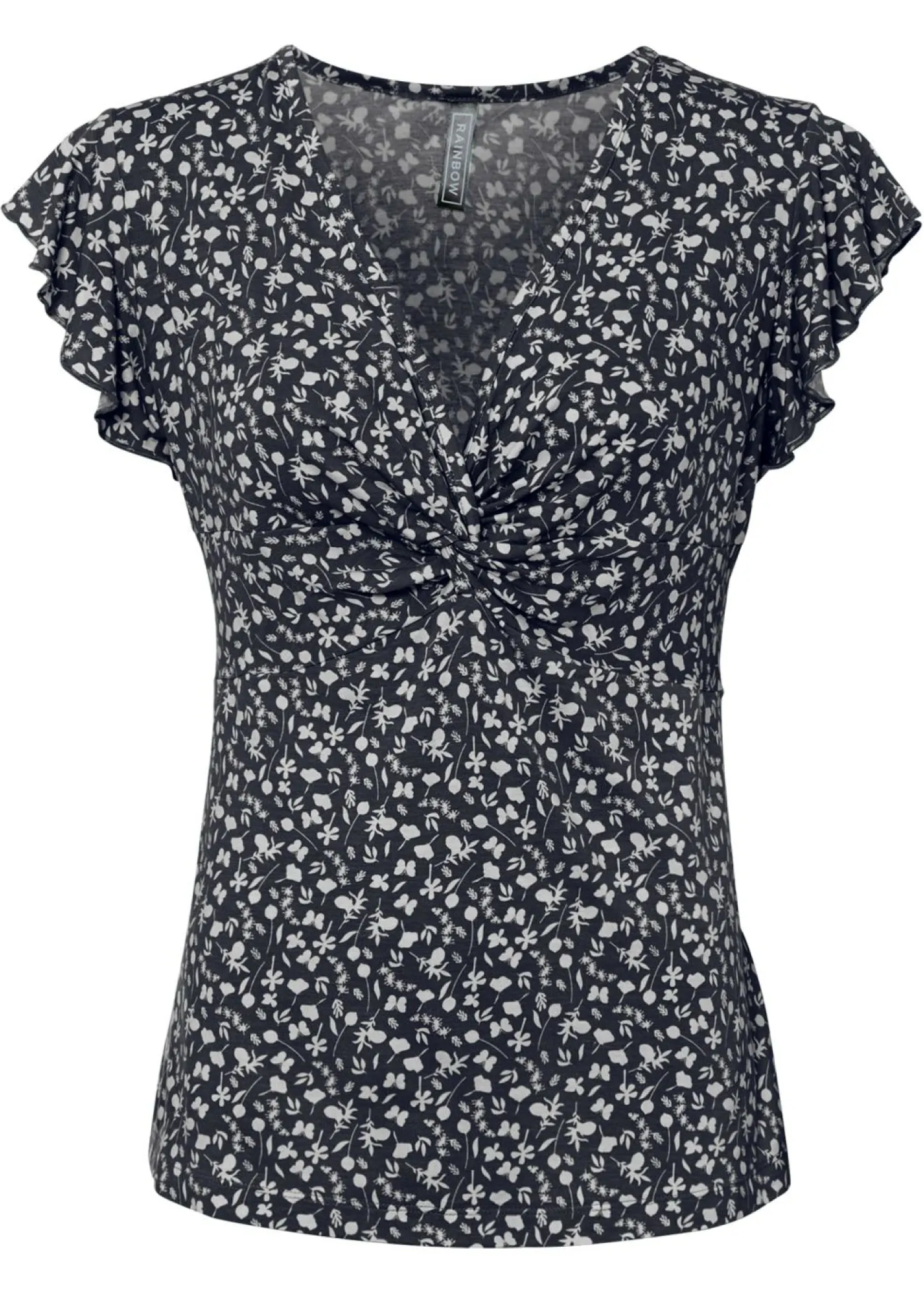 bonprix bonprix Blusa de mezcla de viscosa Negro-blanco de flores Discount