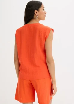 bonprix bonprix Blusa de mezcla de viscosa ligera Rojo amapola Sale